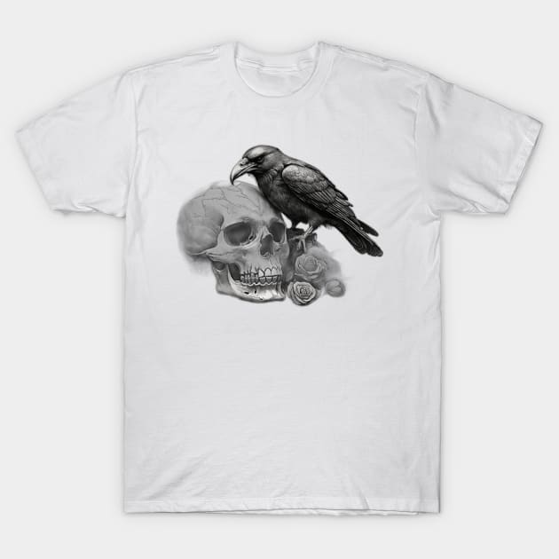 Raven and skull T-Shirt by Blackberry Ridge Gifts